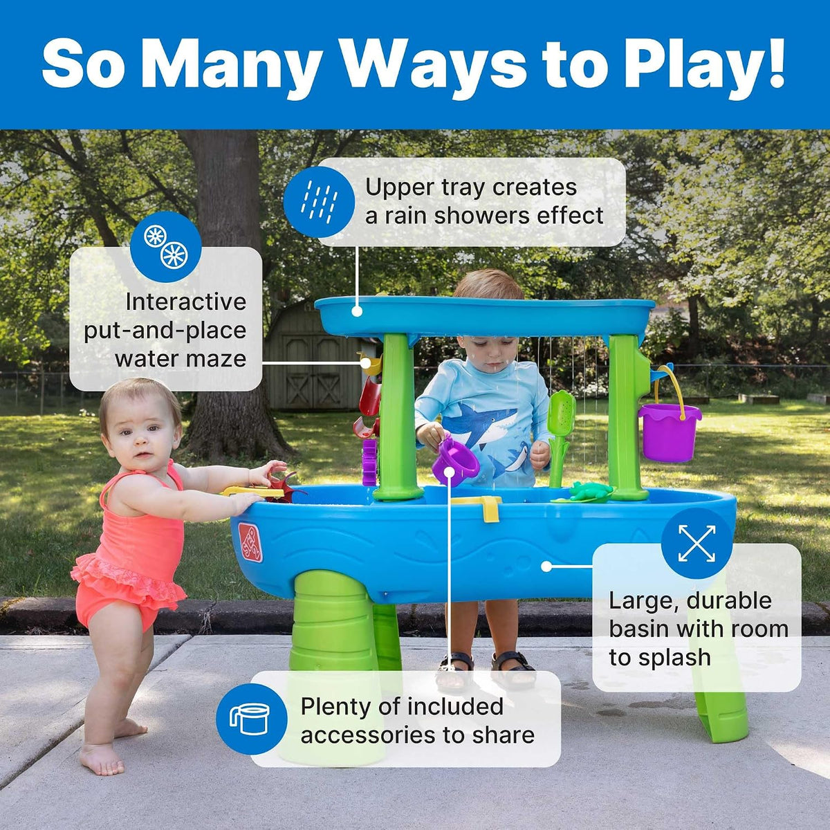 Rain Showers Splash Pond Toddler Water Table, Outdoor Kids Water Sensory Table